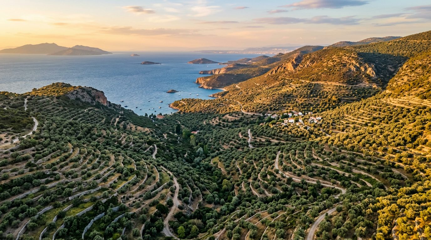 Aegean olive groves and İzmir coast